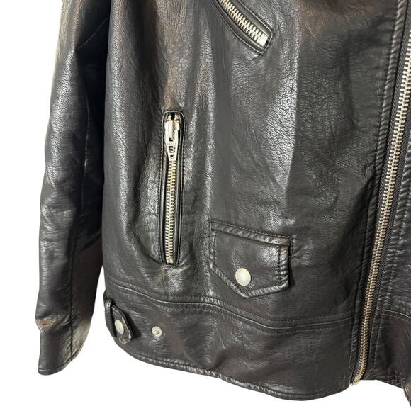 Blank NYC Oversized Hooded Faux Leather Moto Jacket Raise the Bar Black Small - Picture 7 of 10